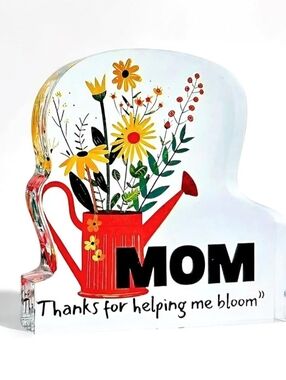 Gift for Mom, Pocket Size Floral-Shaped, Polished Acrylic, 4x4